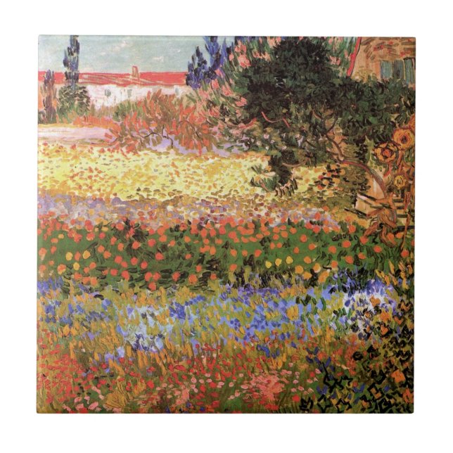 Flowering Garden by Vincent van Gogh Ceramic Tile (Front)