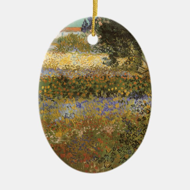 Flowering Garden by Vincent van Gogh Ceramic Tree Decoration (Front)