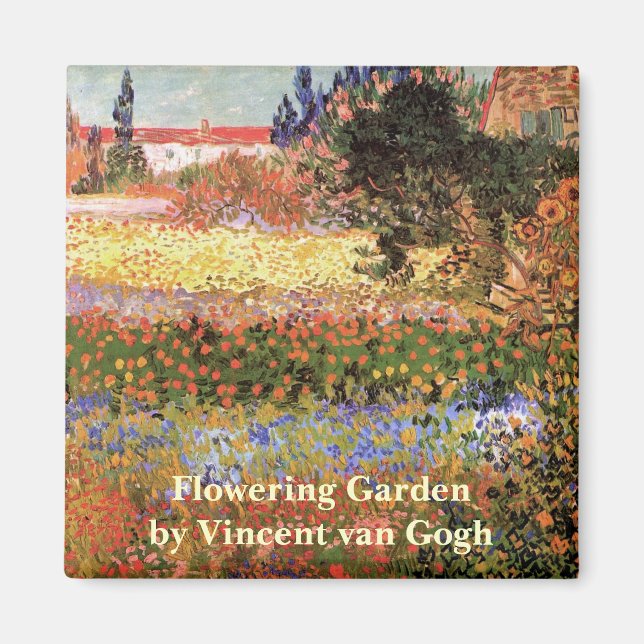 Flowering Garden by Vincent van Gogh Magnet (Front)
