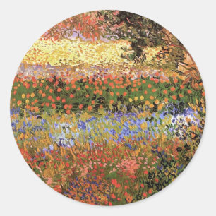 Flowering Garden,Vincent van Gogh. Classic Round Sticker