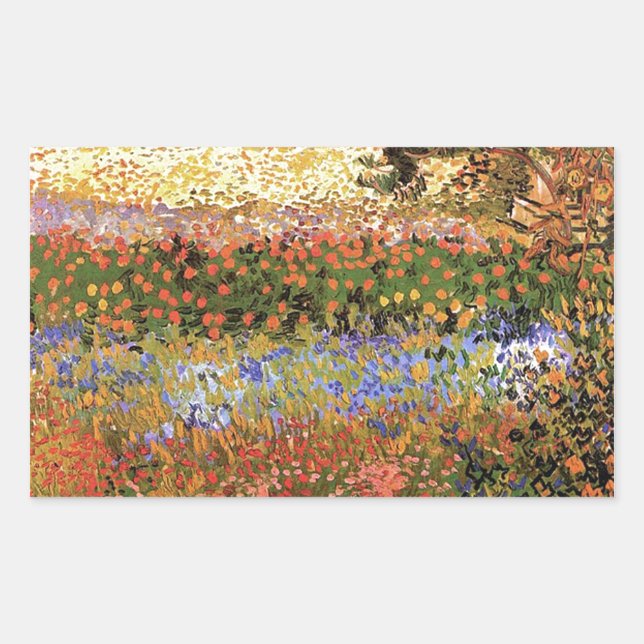 Flowering Garden,Vincent van Gogh. Rectangular Sticker (Front)