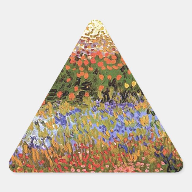 Flowering Garden,Vincent van Gogh. Triangle Sticker (Front)