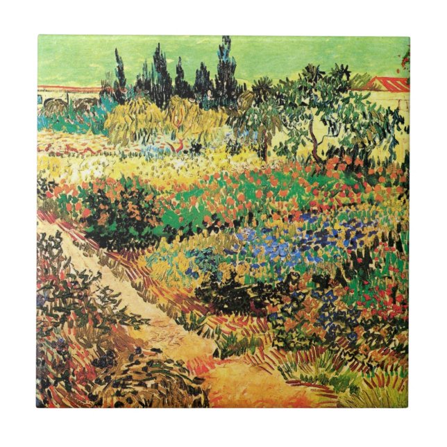 Flowering Garden with Path by Vincent van Gogh Ceramic Tile (Front)