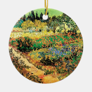 Flowering Garden with Path by Vincent van Gogh Ceramic Tree Decoration