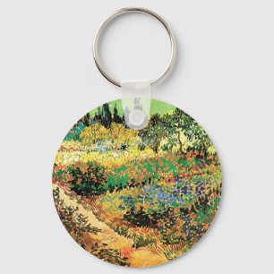 Flowering Garden with Path by Vincent van Gogh Key Ring