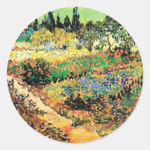 Flowering Garden with Path, Vincent van Gogh Classic Round Sticker