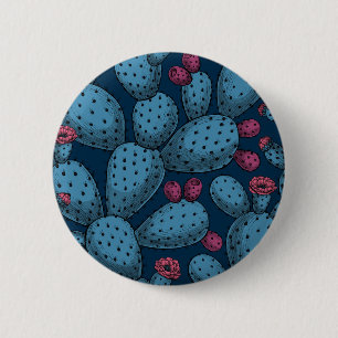 Flowering opuntia 6 cm round badge