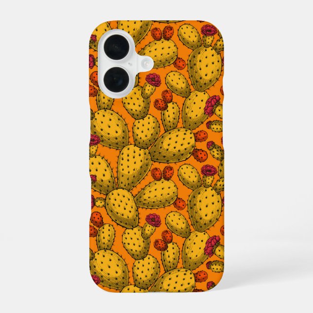 Flowering opuntia in yellow iPhone 16 case (Back)