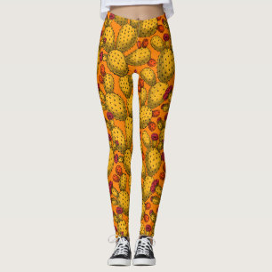 Flowering opuntia in yellow leggings