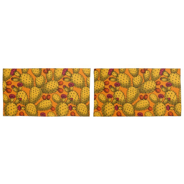 Flowering opuntia in yellow pillowcase (Front-Set)