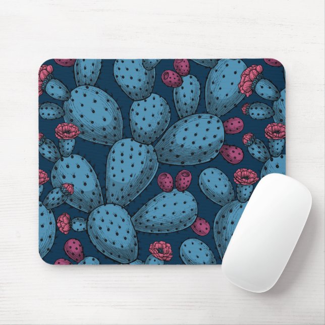 Flowering opuntia mouse pad (With Mouse)