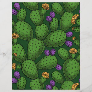 Flowering opuntia on dark green