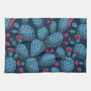 Flowering opuntia tea towel