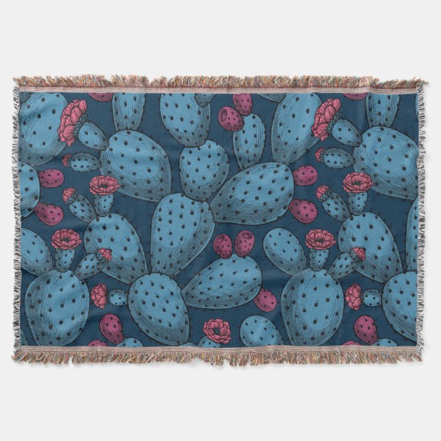 Flowering opuntia throw blanket (Front)