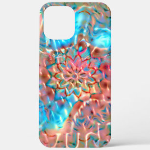 Flowering peach and aqua under hammered glass iPhone 12 pro max case