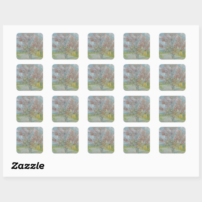 Flowering Peach Tree Square Sticker (Sheet)