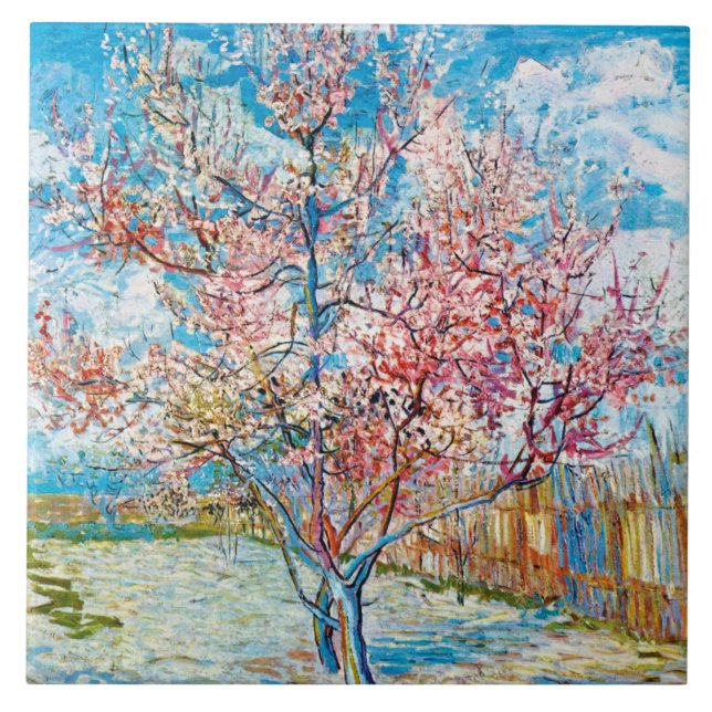 Flowering Peach Tree, Van Gogh Ceramic Tile (Front)