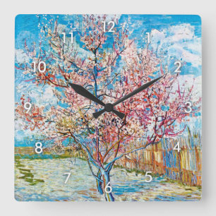 Flowering Peach Tree, Van Gogh Square Wall Clock