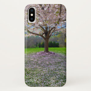 Flowering Pink Cherry Blossom Tree with Woods iPhone X Case
