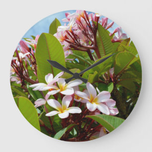 Flowering Pink Frangipani Tree, Large Clock
