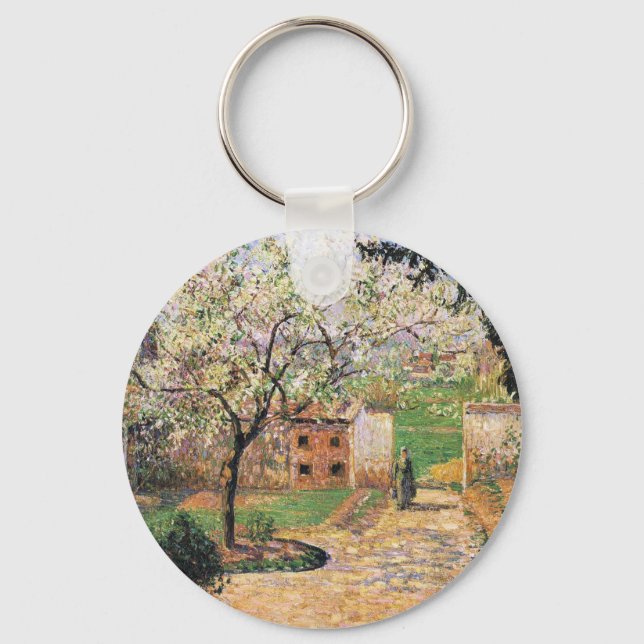 Flowering Plum Tree, Eragny Camille Pissarro   Key Ring (Front)
