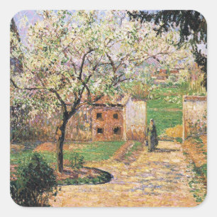 Flowering Plum Tree, Eragny Camille Pissarro Square Sticker