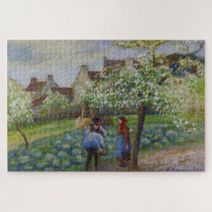 Flowering Plum Trees 1890 by Camille Pissarro Jigsaw Puzzle