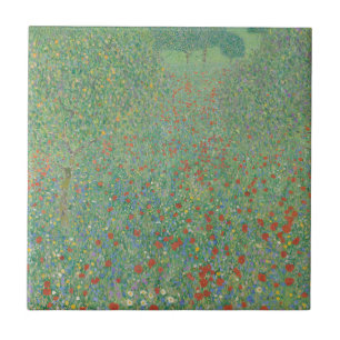 Flowering Poppies - Gustav Klimt Ceramic Tile