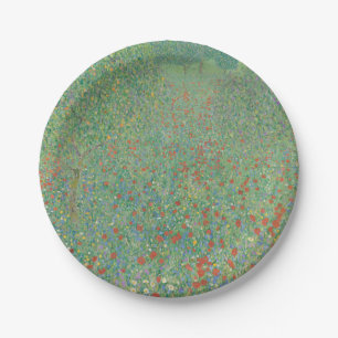 Flowering Poppies - Gustav Klimt Paper Plate