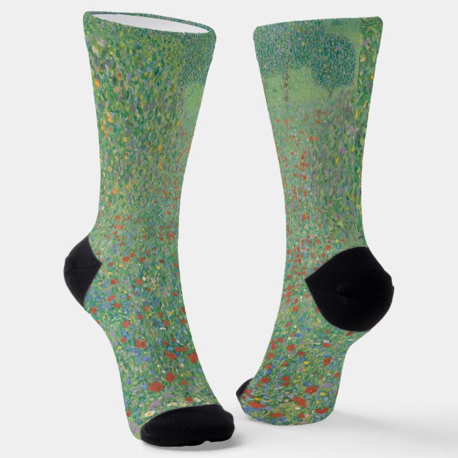 Flowering Poppies - Gustav Klimt Socks (Angled)