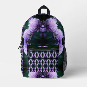 Flowering Purple Allium Abstract Personalised Printed Backpack