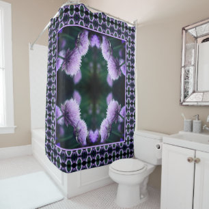 Flowering Purple Scallion Onion Abstract Shower Curtain