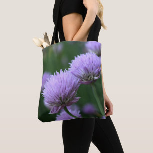 Flowering Purple Scallion Onion Pair Tote Bag