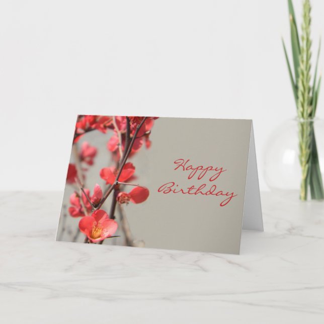 Flowering Quince Birthday Card (Front)