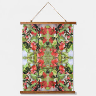 Flowering Quince Red Blossoms Floral Art Abstract Hanging Tapestry
