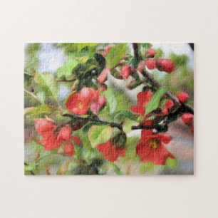 Flowering Quince Red Blossoms Jigsaw Puzzle