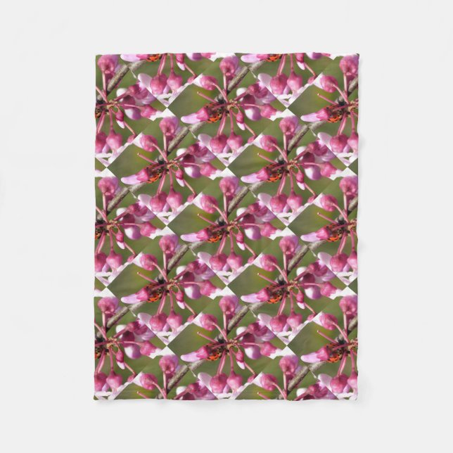 Flowering Redbud with Ladybug Fleece Blanket (Front)