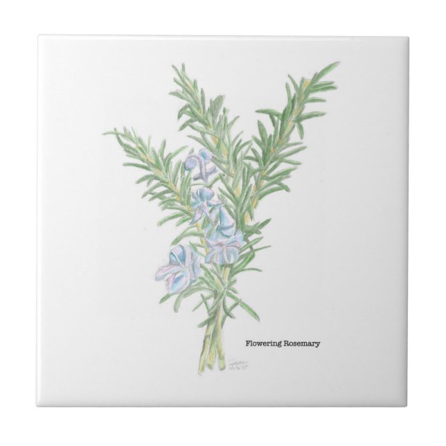 Flowering Rosemary Ceramic Tile (Front)