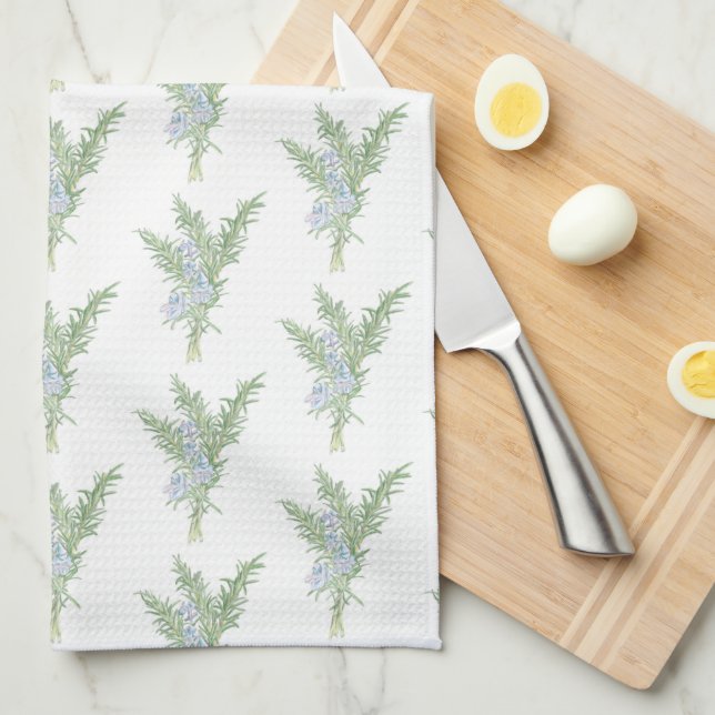 Flowering Rosemary Tea Towel (Quarter Fold)