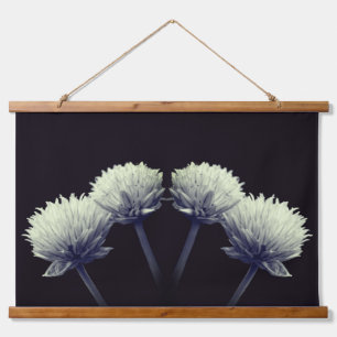 Flowering Scallions In Black And White Hanging Tapestry