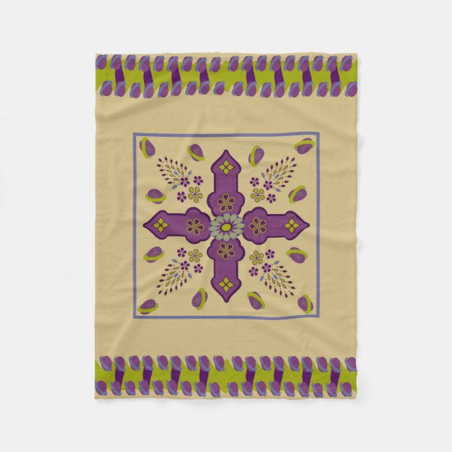 Flowering Spring of Life egg ribbon throw blanket (Front)