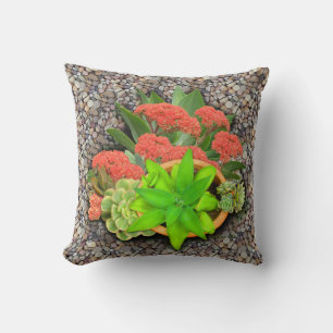Flowering succulents cushion
