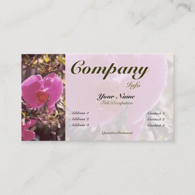 Flowering Sweet Pea-custom colour Business Card (Front)