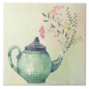 Flowering Teapot Ceramic Tile
