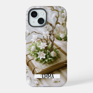 Flowering Tree Growing From a Book Custom Name iPhone 15 Case