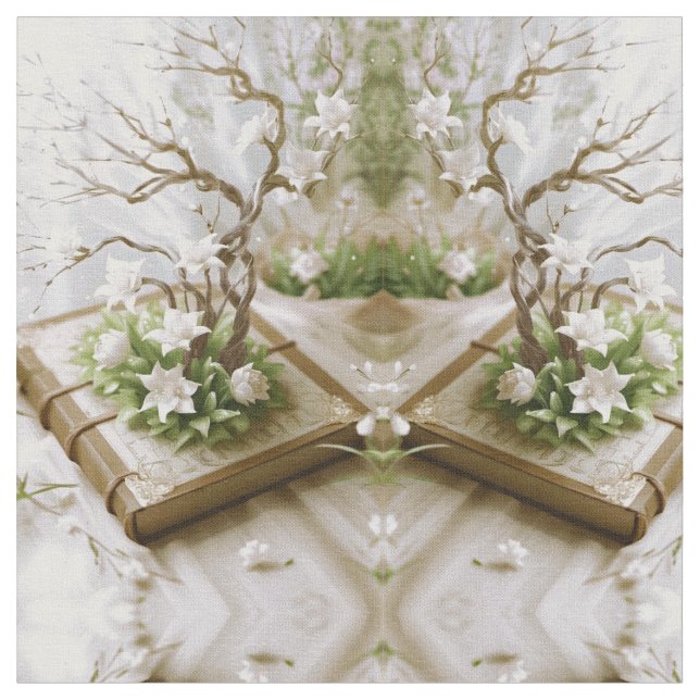 Flowering Tree Growing From a Book Fabric (Close Up)