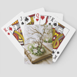 Flowering Tree Growing From a Book Playing Cards
