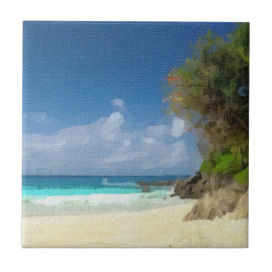 Flowering Trees at the Beach Ceramic Tile