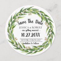 Flowering Willow Wreath Wedding Save the Date