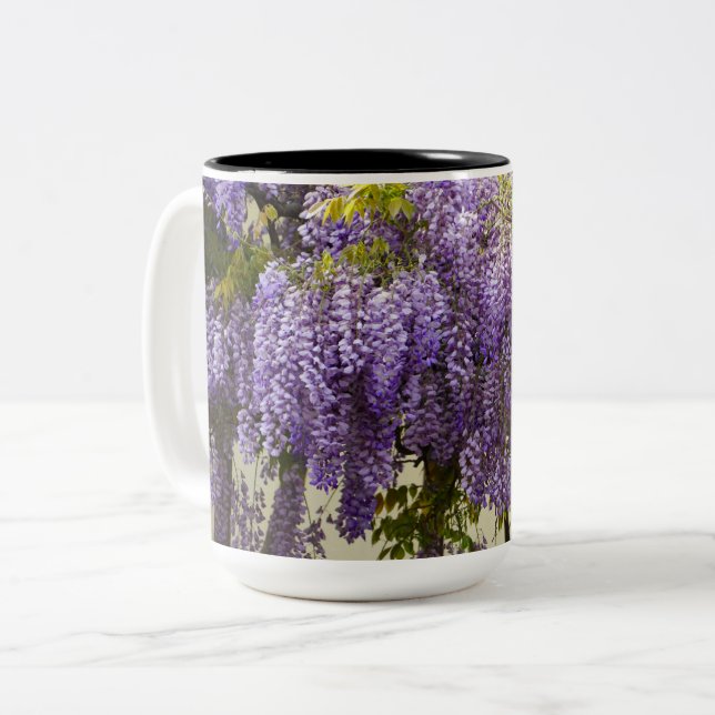 Flowering Wisteria Two-Tone Coffee Mug (Front Left)